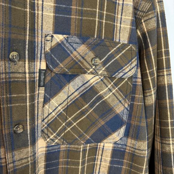 Five Brothers Flannel Shirt Plaid Flannel Shirt Casual Pockets Men's L - Picture 3 of 10